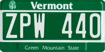 VT license plate ZPW440