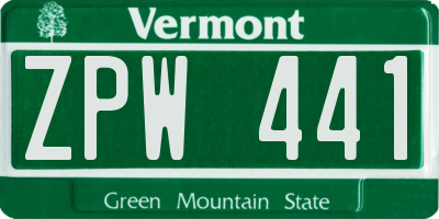 VT license plate ZPW441