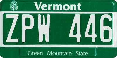 VT license plate ZPW446