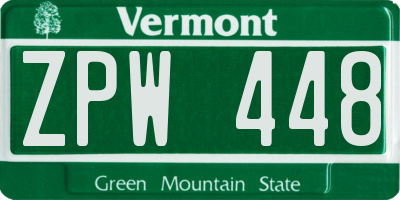 VT license plate ZPW448