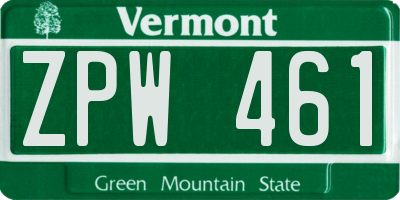 VT license plate ZPW461