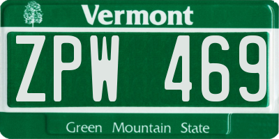 VT license plate ZPW469