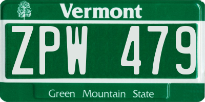 VT license plate ZPW479