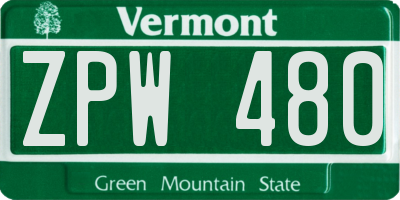VT license plate ZPW480