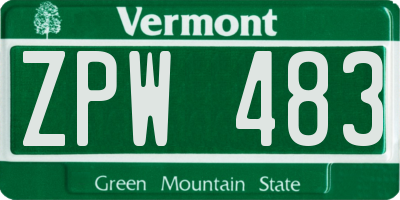 VT license plate ZPW483