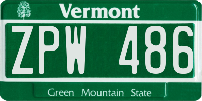 VT license plate ZPW486