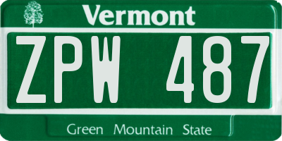 VT license plate ZPW487