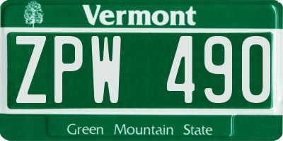 VT license plate ZPW490