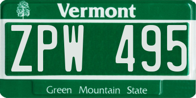 VT license plate ZPW495