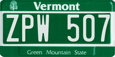 VT license plate ZPW507