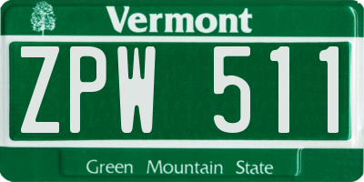 VT license plate ZPW511