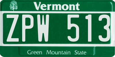 VT license plate ZPW513