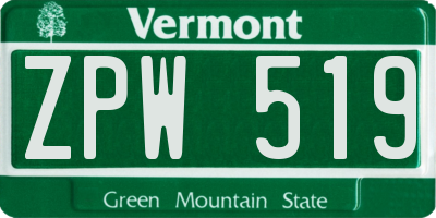 VT license plate ZPW519