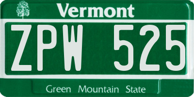 VT license plate ZPW525