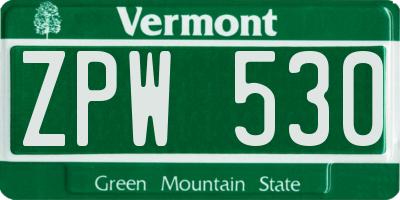 VT license plate ZPW530
