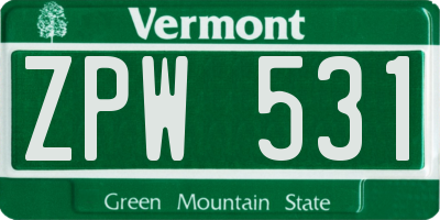 VT license plate ZPW531