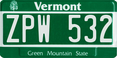VT license plate ZPW532