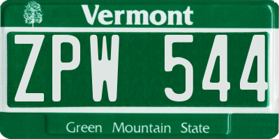VT license plate ZPW544
