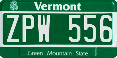 VT license plate ZPW556
