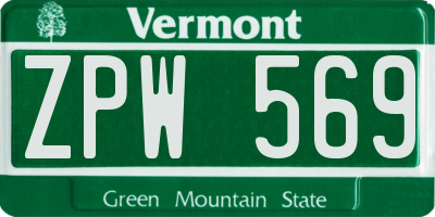 VT license plate ZPW569