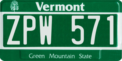 VT license plate ZPW571
