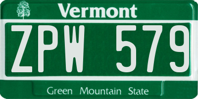 VT license plate ZPW579