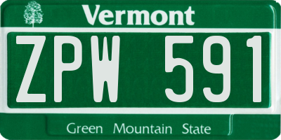 VT license plate ZPW591