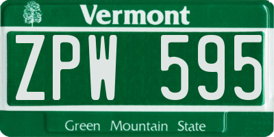 VT license plate ZPW595