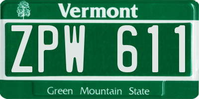VT license plate ZPW611