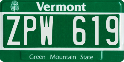 VT license plate ZPW619