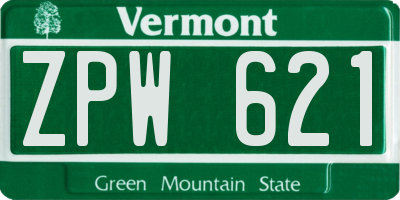 VT license plate ZPW621
