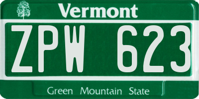 VT license plate ZPW623