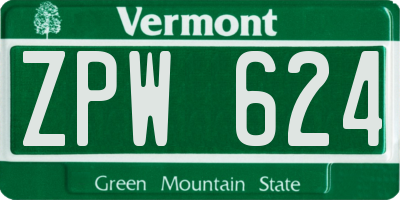 VT license plate ZPW624