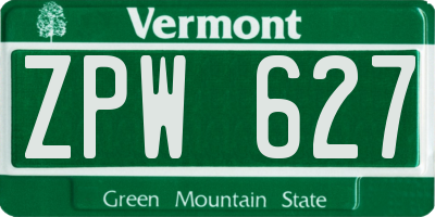 VT license plate ZPW627