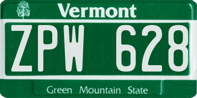 VT license plate ZPW628
