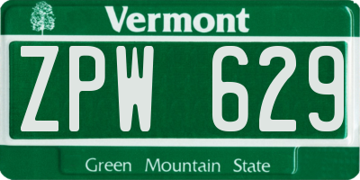 VT license plate ZPW629