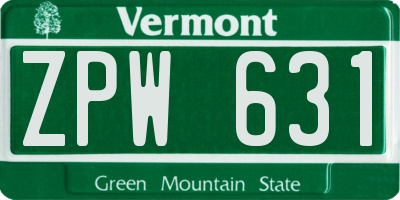 VT license plate ZPW631