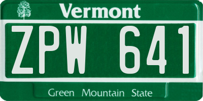 VT license plate ZPW641