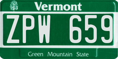 VT license plate ZPW659