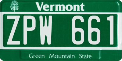VT license plate ZPW661