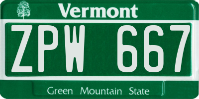 VT license plate ZPW667