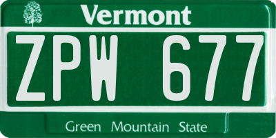 VT license plate ZPW677