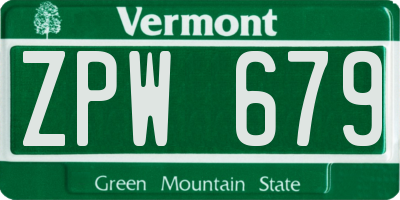 VT license plate ZPW679