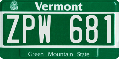 VT license plate ZPW681