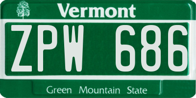 VT license plate ZPW686