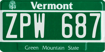 VT license plate ZPW687