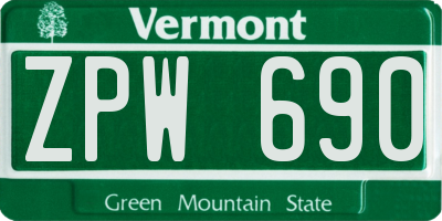 VT license plate ZPW690