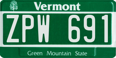 VT license plate ZPW691