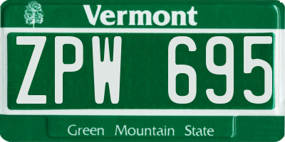 VT license plate ZPW695