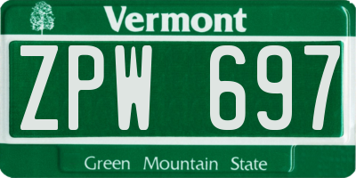 VT license plate ZPW697